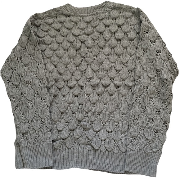 β¨HPx2β¨ Gray V-neck, Feather-Hollowed-out, Long Sleeve Knitted Sweater - Picture 3 of 5